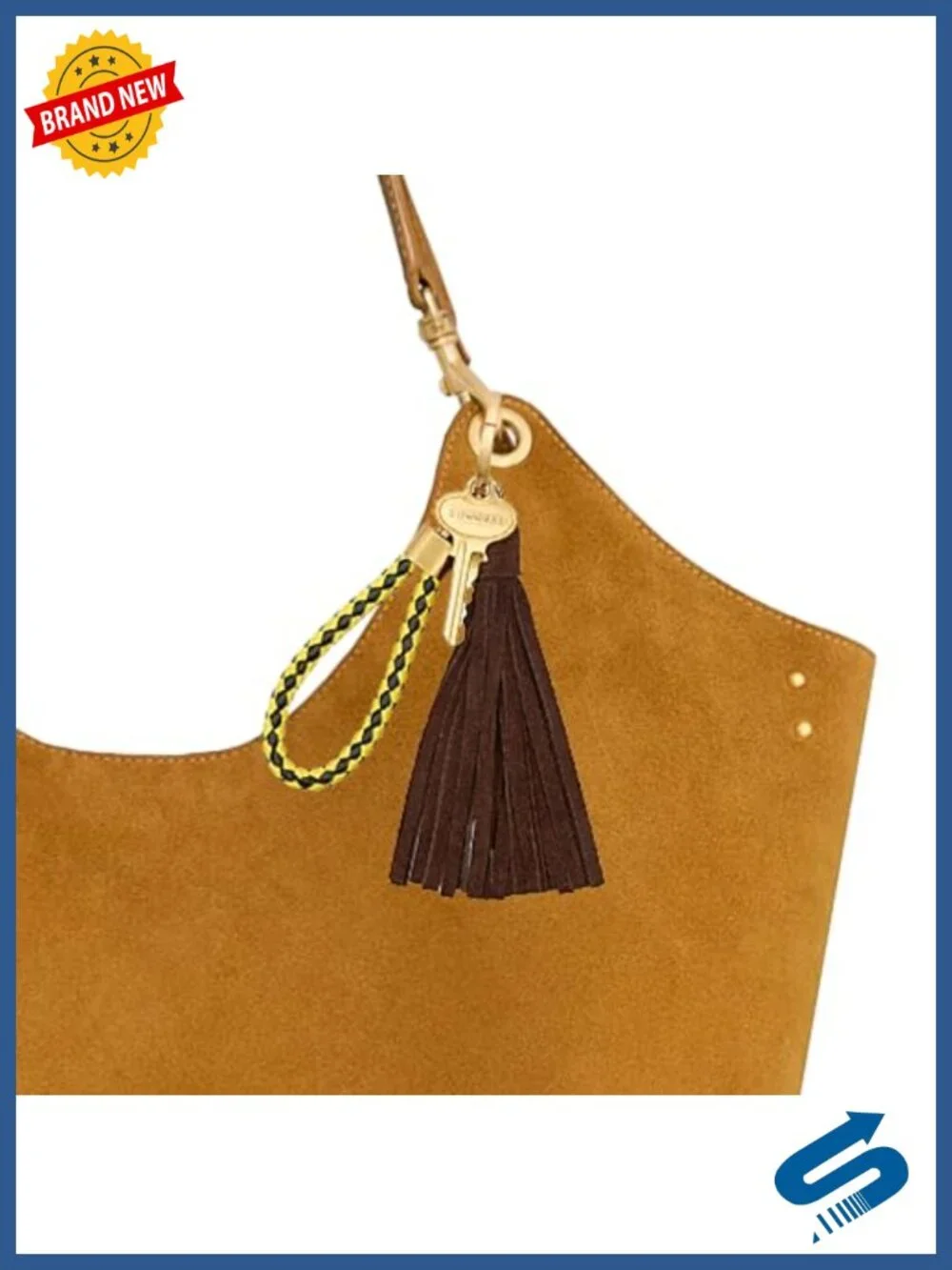 Key to Success Bag Charm with Leather Tassel and Loop Strap